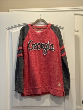 Pressbox Georgia Two-Tone Pink and Gray Crew Sweatshirt